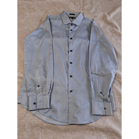 Neiman Marcus Men's Dress Shirt Long Sleeve Trim Fit - 16 32/33 Trim Fit Blue - Picture 1 of 10